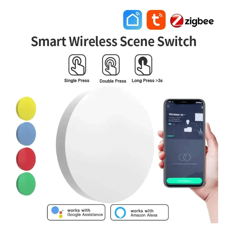 Smart Home Google Assistant - Botão Sem Fio Inteligente Tuya ZigBee,