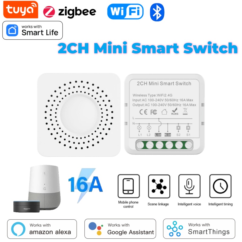 Smart Home Google Assistant - Interruptor Inteligente Mini Tuya WiFi 1-2-3-4