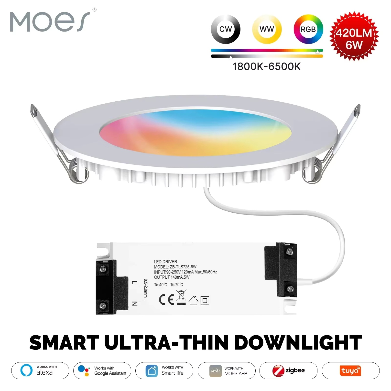 Smart Home Youtube - Lâmpada de Teto ZigBee MOES Tuya