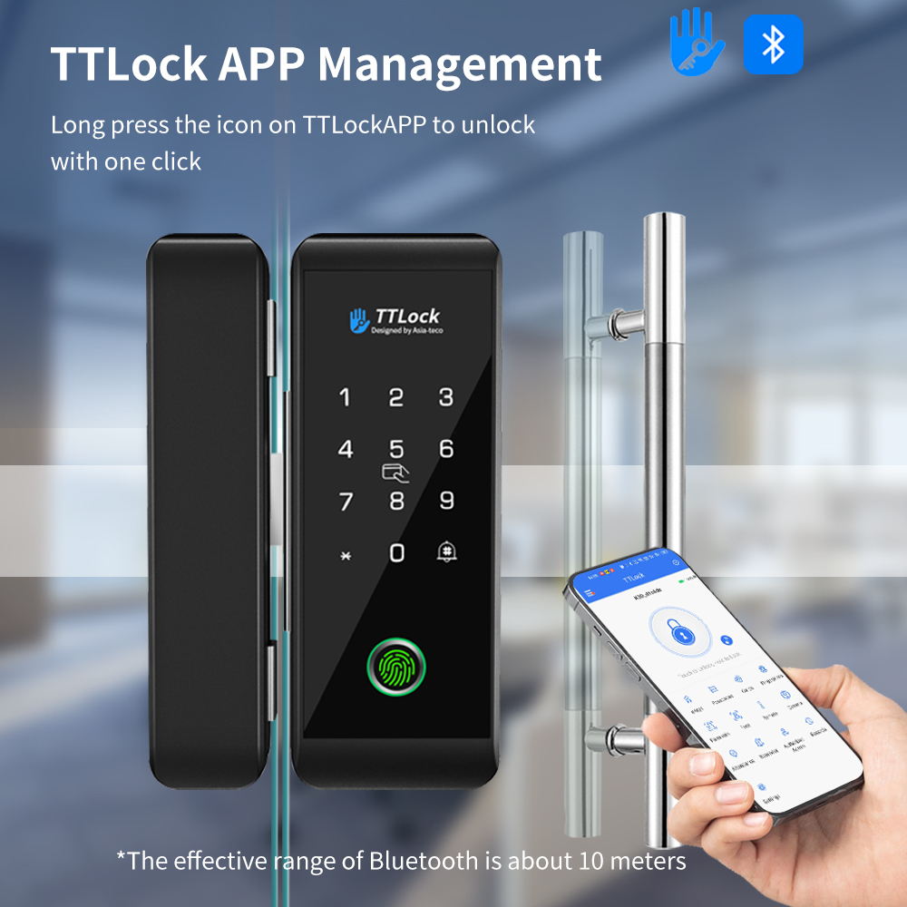 Smart Home Door Lock - Ttlock fechadura de vidro inteligente reconhecimento